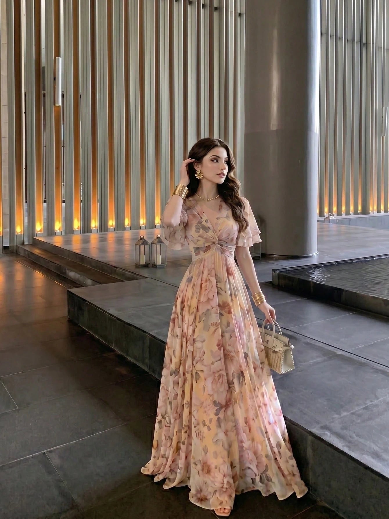 Women's New Elegant Romantic Floral Print Flared Dress Vacation Summer, Boho Chic