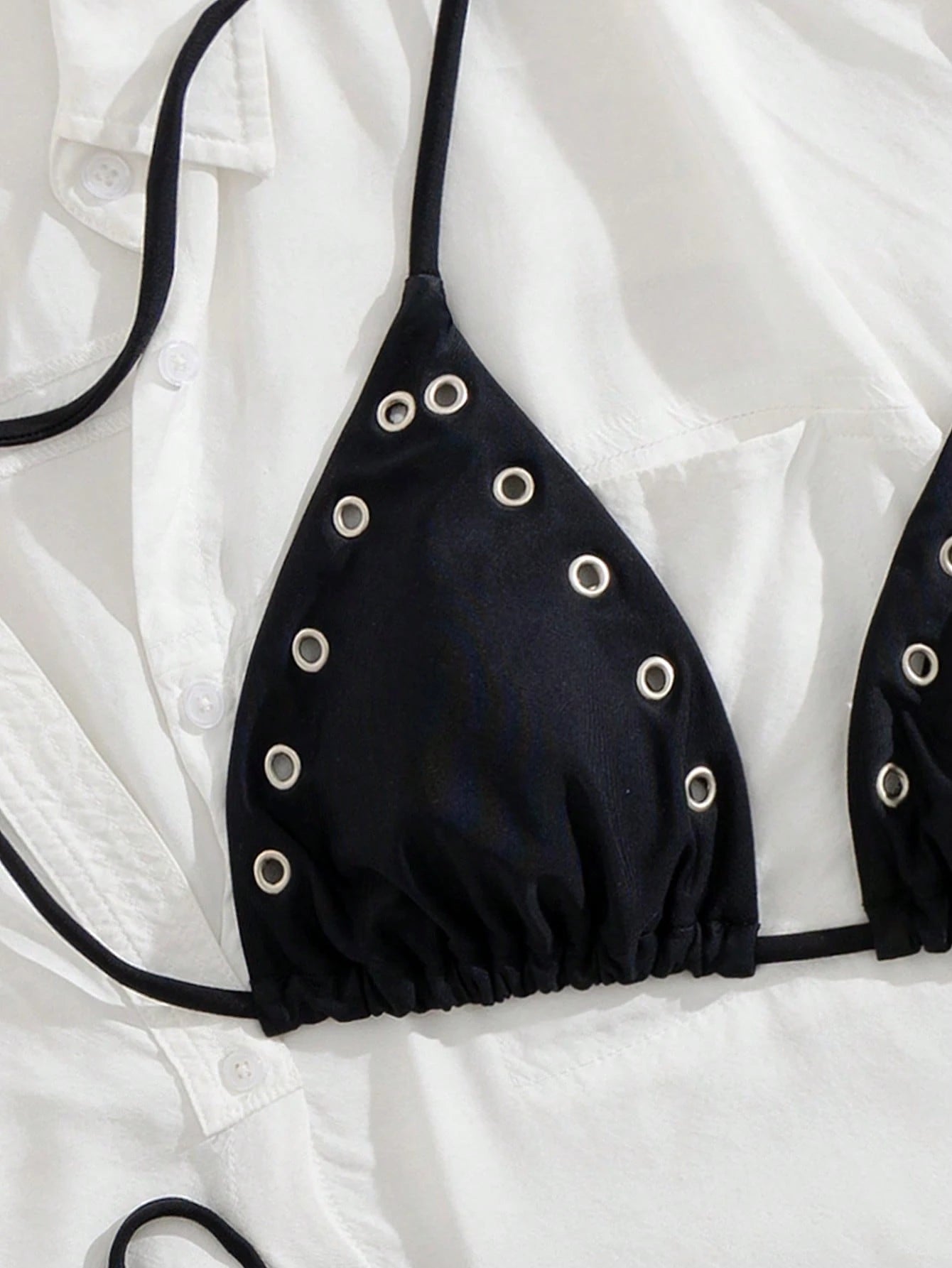 Women's New European & American Style Bikini Set Vacation Beach Black Summer, Resort Wear