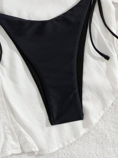 Women's New European & American Style Bikini Set Vacation Beach Black Summer, Resort Wear