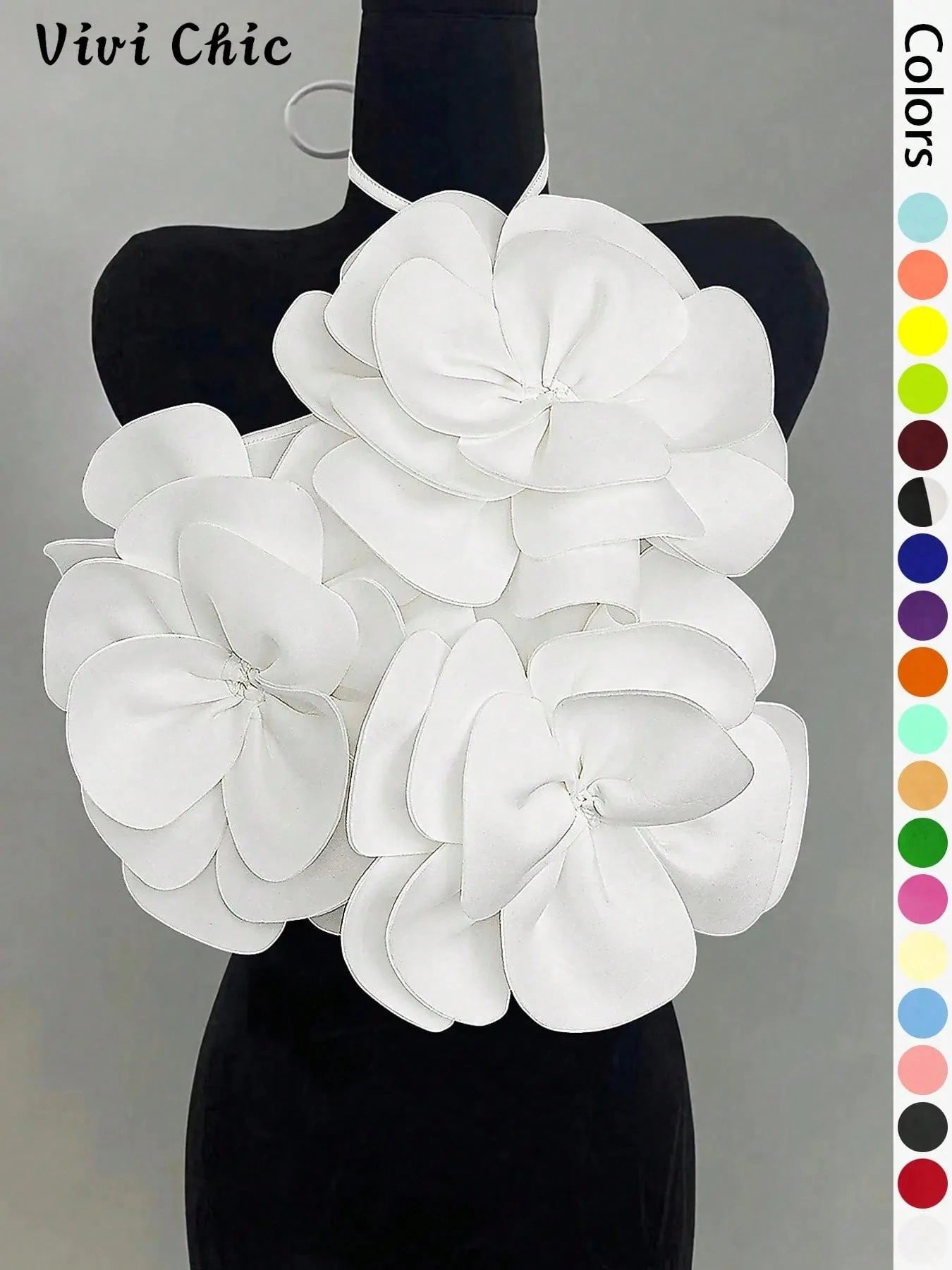 Women's Plain Flower Decor Halter Cami Top, Elegant Chic Fashion Casual Sleeveless Top For Daily Outdoor Wear, Ladies Clothes For Summer, Cute Tops
