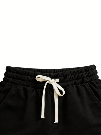 Women's Printed Casual Shorts, Summer Outdoor And Daily Wear Sports Black