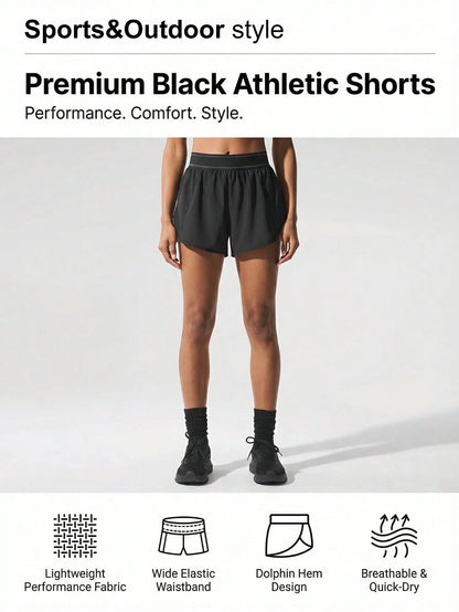 Women's Quick-Dry High-Waist Cargo Sports Shorts, Fitness Workout Wear, Outdoor Hiking Cycling With Belt And Hidden Pockets, Casual Travel Sportswear, Summer & Autumn