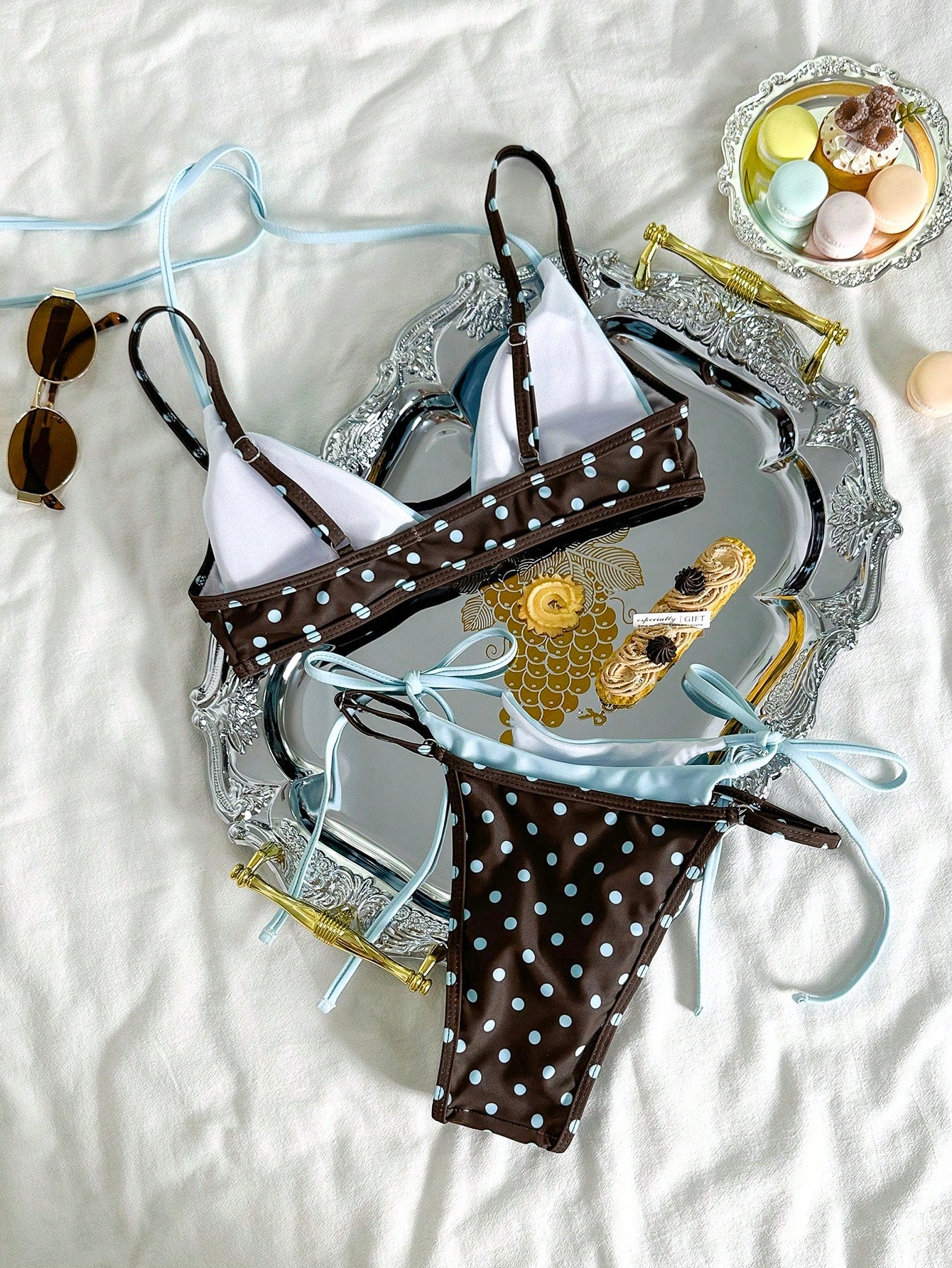 Women's Retro Polka Dot & Striped Bikini Swimwear, Casual Fashionable For Vacation, Music Festival, Cup Race, Kentucky Derby Summer Beach, Vacationcore