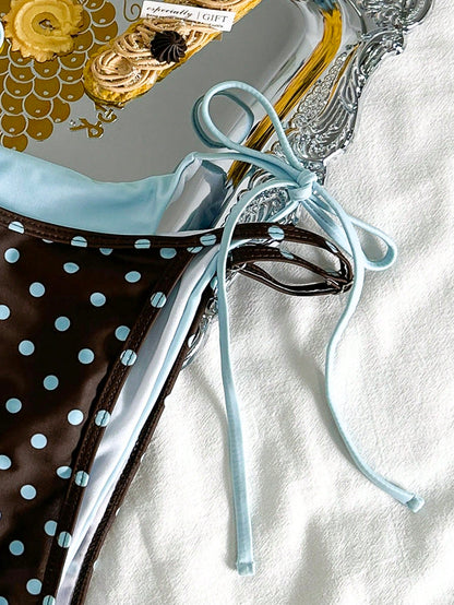 Women's Retro Polka Dot & Striped Bikini Swimwear, Casual Fashionable For Vacation, Music Festival, Cup Race, Kentucky Derby Summer Beach, Vacationcore