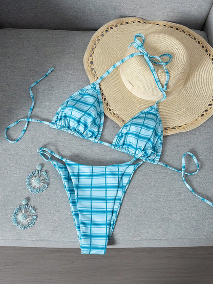 Women's Sexy Backless High Slit Bohemian Style Bikini Set, Featuring Knotted Details, Made Of Stretchy Fabric, Suitable For Women, Suitable For Easter, Parties, Music Festivals, Valentine's Day Occasi