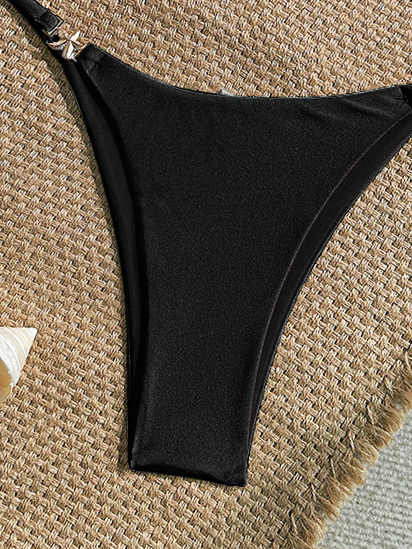 Women's Sexy Bikini 2 Pieces Set, With Glossy Accessories And Special Fabric Vacation Casual Beach Black Summer