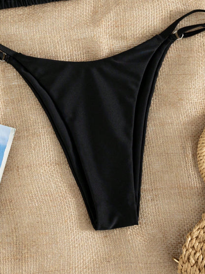 Women's Sexy Fashion Minimalist Premium Elegant Sexy Young 2-Piece Set Casual Romantic Vacation Beach Travel Party Full Body Double-Sided Striped Print Halter Neck Tie Swimwear Set Spring/Summer New