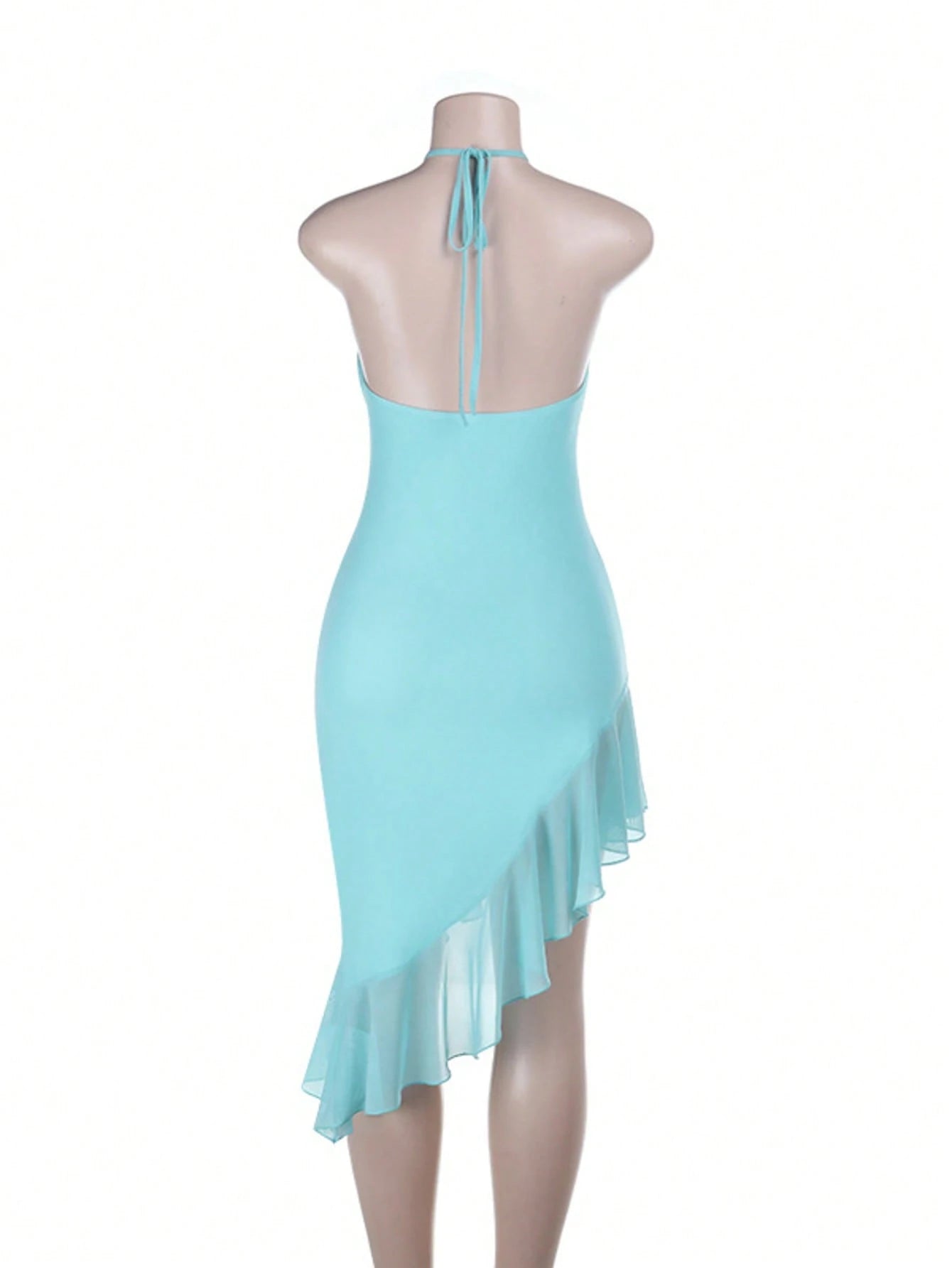 Women's Sexy Halter Backless Bodycon Mini Dress Knitted Asymmetrical Hem Sundress For Beach And Summer Nights Elegant Party