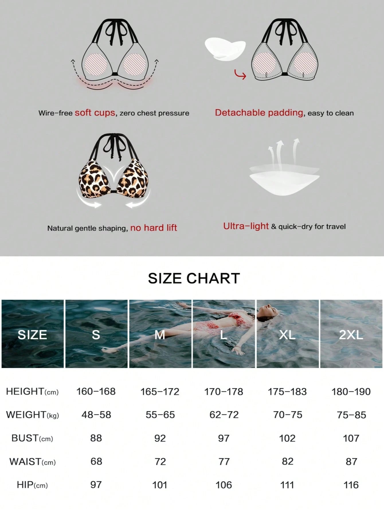 Women's Sexy Halter Bikini Set With Leopard Print Swimwear For Casual Beachwear New Arrival Festival Summer Travel Vacation Swimwear Random Stamping, Resort Wear