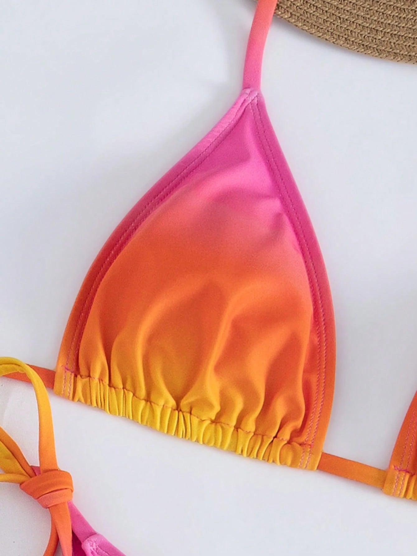 Women's Sexy Halter Lace-Up Ombre Bikini Set With Sheer Mesh Skirt, High Stretch 3-Piece Swimwear For A Gorgeous Mermaid Look Vacation Pink, Beach