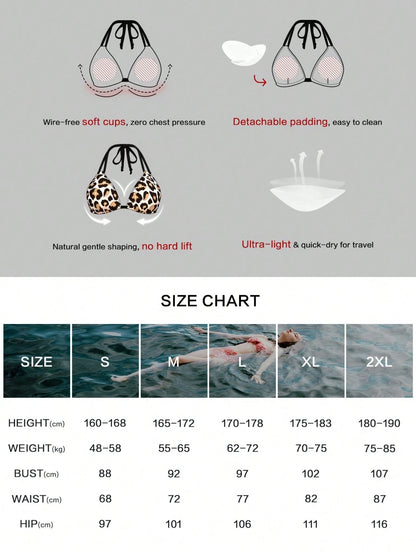 Women's Sexy Halter Neck Striped Bikini Set, Side Tie Design, Casual Beach Swimwear, New Holiday Summer Vacation Travel Outfit, Resort Wear