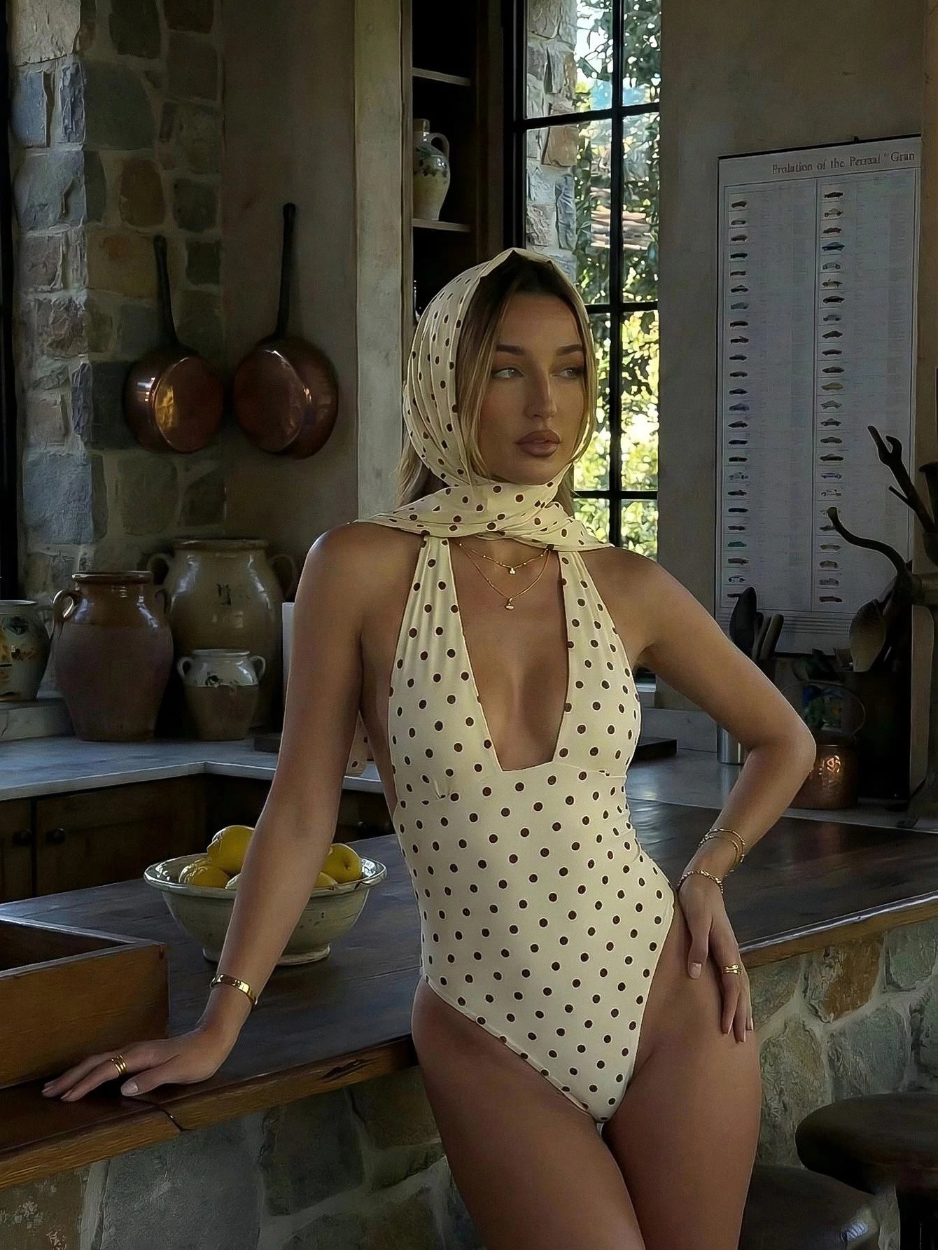 Women's Sexy Polka Dot Tie-Up Asymmetrical Backless Wrap Two Pieces Swimsuit, Beach Vacation Outfit For Summer