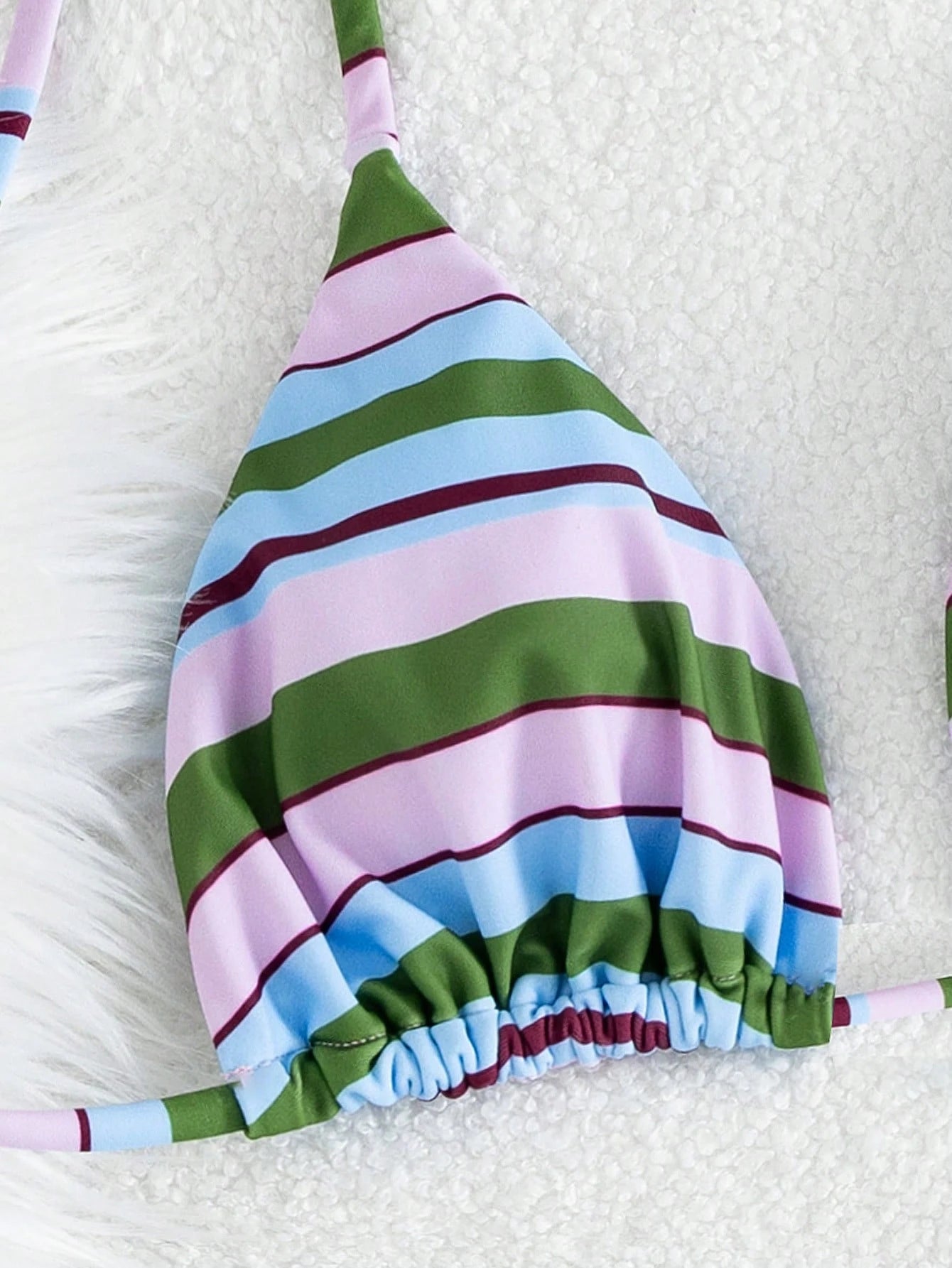 Women's Sexy, Colorful Striped Bohemian Style Breathable High Elasticity Fabric Vacation Bikini Sets Beach Summer, Aesthetic