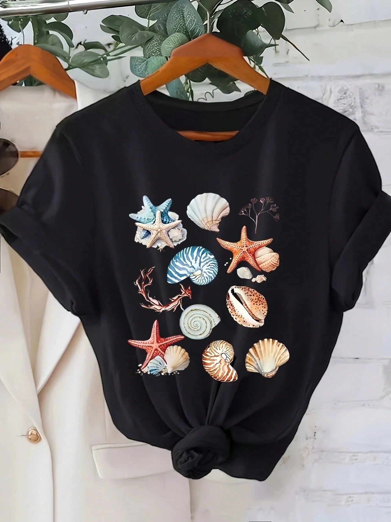 Women's Short-Sleeve T-Shirt- Medium-Stretch Fabric, Round Neck, Summer Blouse| Casual & Semi-Formal Wear| Machine Washable| Plain Or Layering Piece| In Stock- Casual Summer Essential For Hot