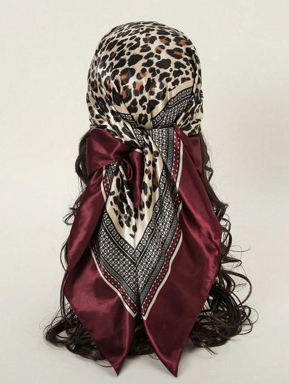 Women's Solid Burgundy Bandana Scarf, Spring Summer Hair Accessory Wrap For Vacation, Beach Party, Street Fashion