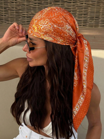 Women's Solid Burgundy Bandana Scarf, Spring Summer Hair Accessory Wrap For Vacation, Beach Party, Street Fashion