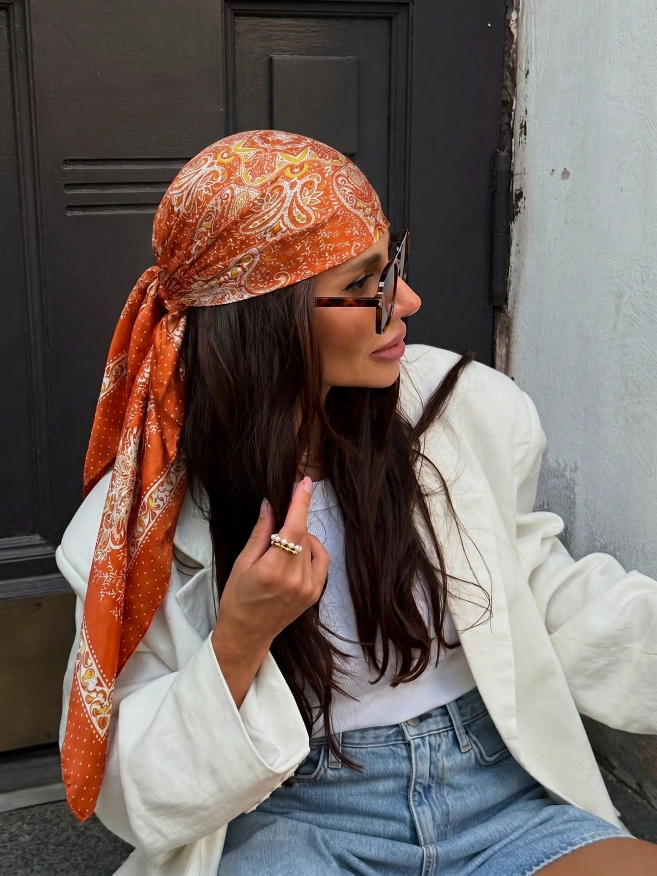Women's Solid Burgundy Bandana Scarf, Spring Summer Hair Accessory Wrap For Vacation, Beach Party, Street Fashion