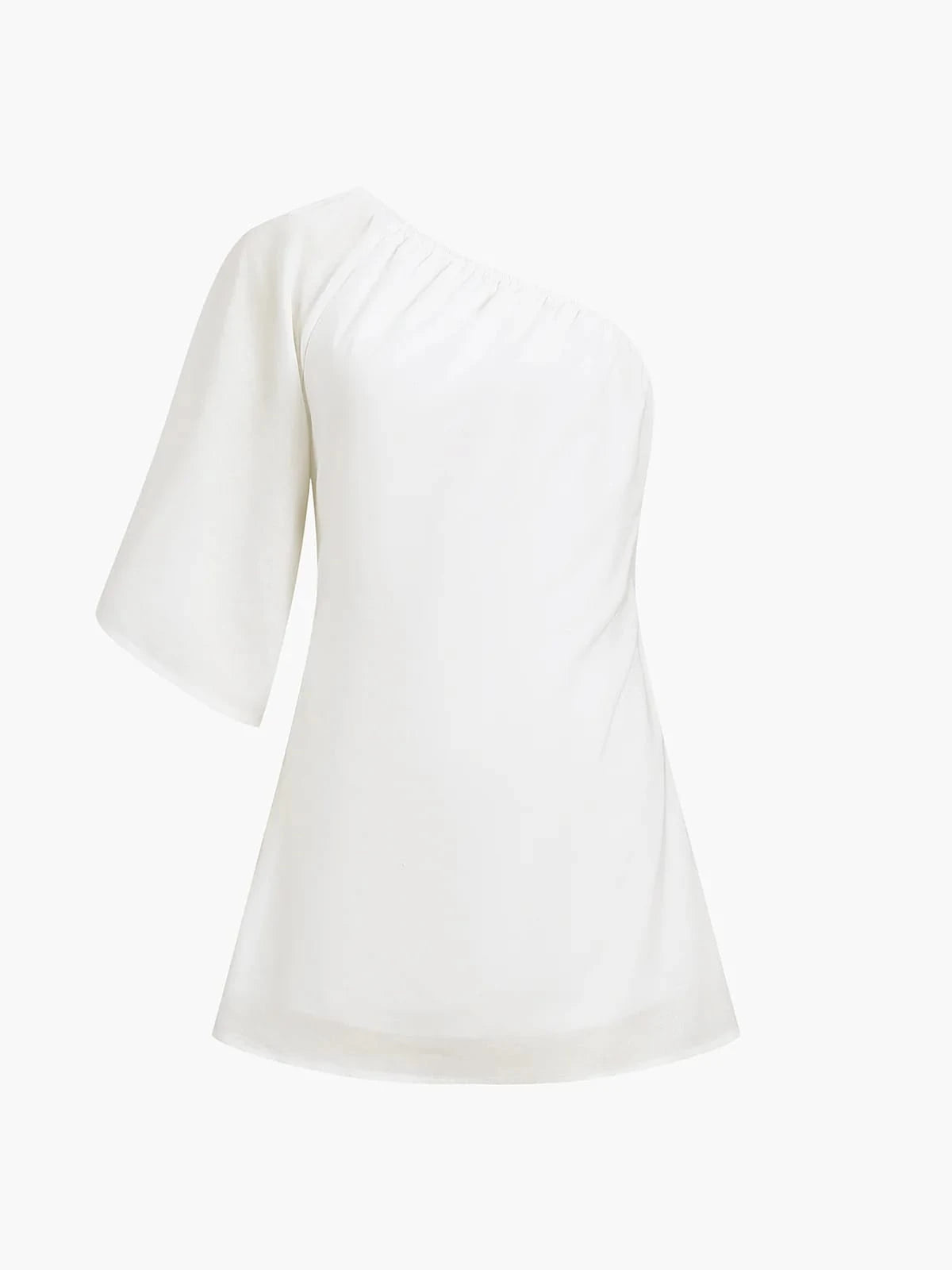 Women's Solid Color Casual Elegant Asymmetric/Asymmetrical Beach Vacation Single Sleeve Short Dress White Summer