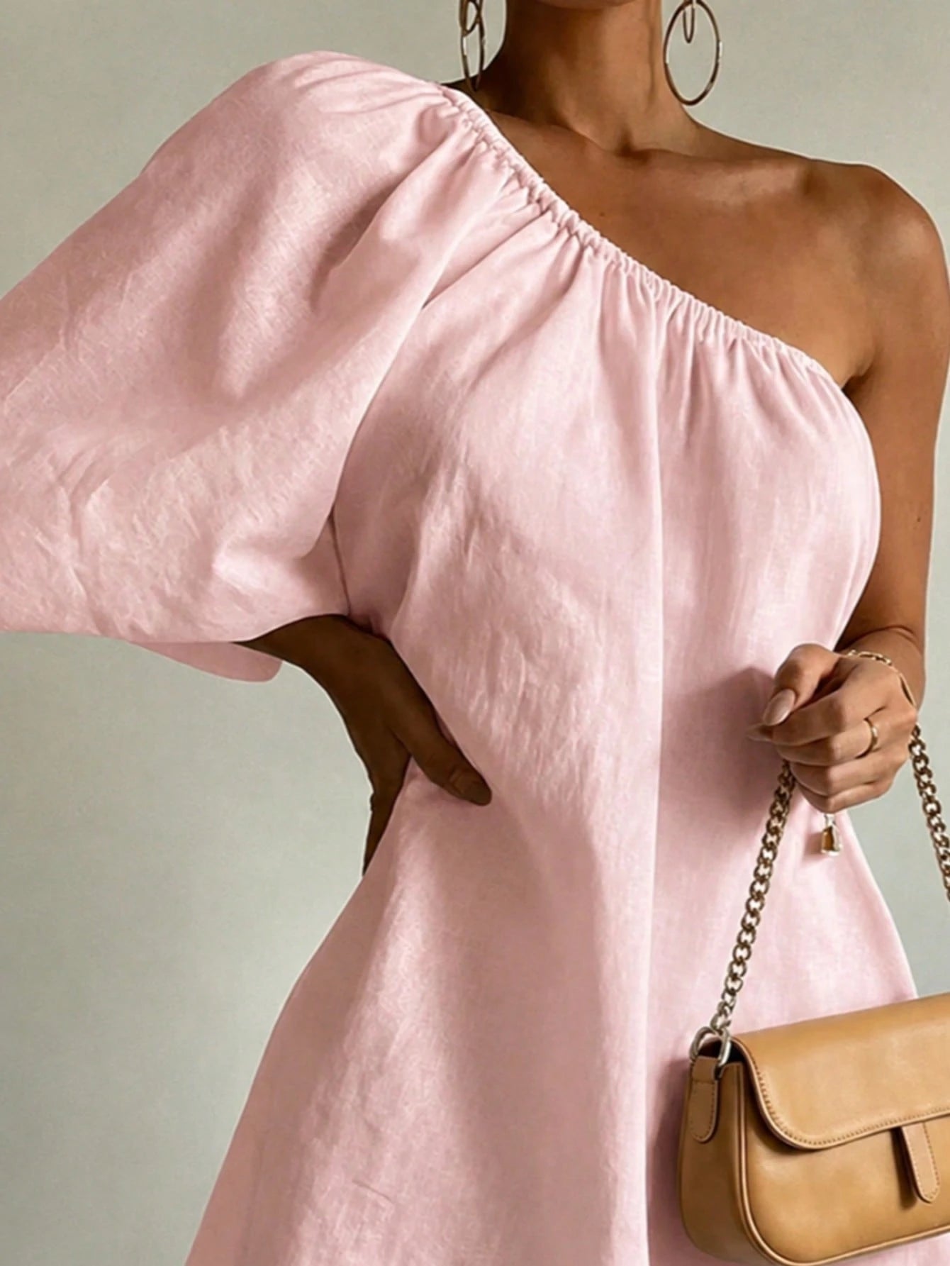 Women's Solid Color Casual Elegant Asymmetric/Asymmetrical Beach Vacation Single Sleeve Short Dress White Summer