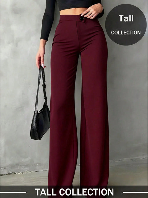Women's Solid Color Casual Elegant Straight Leg Pants, Suitable For Daily Wear, Office Commute, Dates, Holidays, Parties Spring