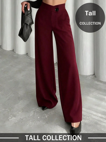 Women's Solid Color Casual Elegant Straight Leg Pants, Suitable For Daily Wear, Office Commute, Dates, Holidays, Parties Spring
