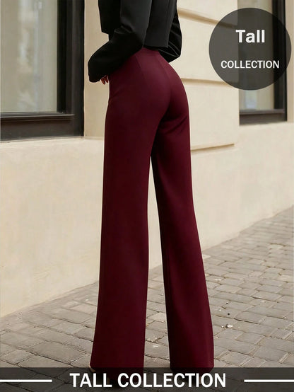 Women's Solid Color Casual Elegant Straight Leg Pants, Suitable For Daily Wear, Office Commute, Dates, Holidays, Parties Spring