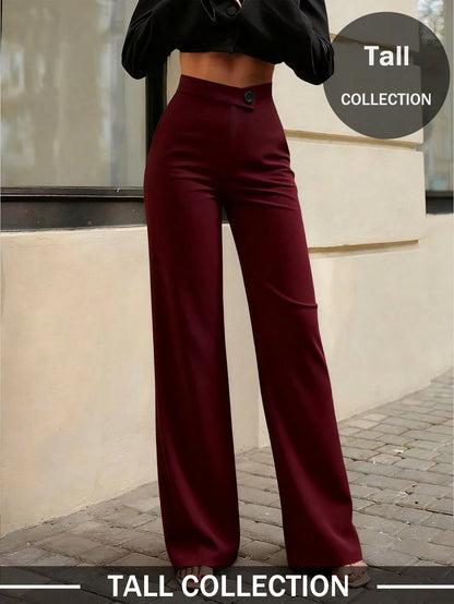 Women's Solid Color Casual Elegant Straight Leg Pants, Suitable For Daily Wear, Office Commute, Dates, Holidays, Parties Spring