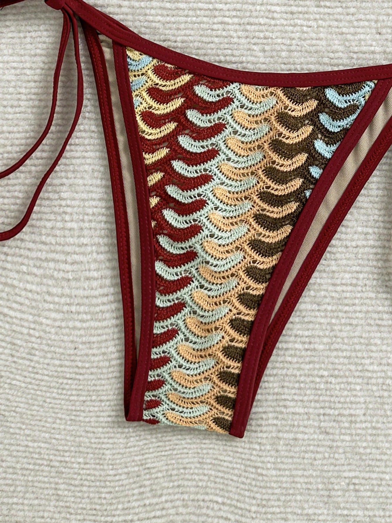Women's Solid Color Contrast Bikini Set Set, Halter Tie Back Swimwear, High Elastic Fabric, Resort Wear Summer Vacation