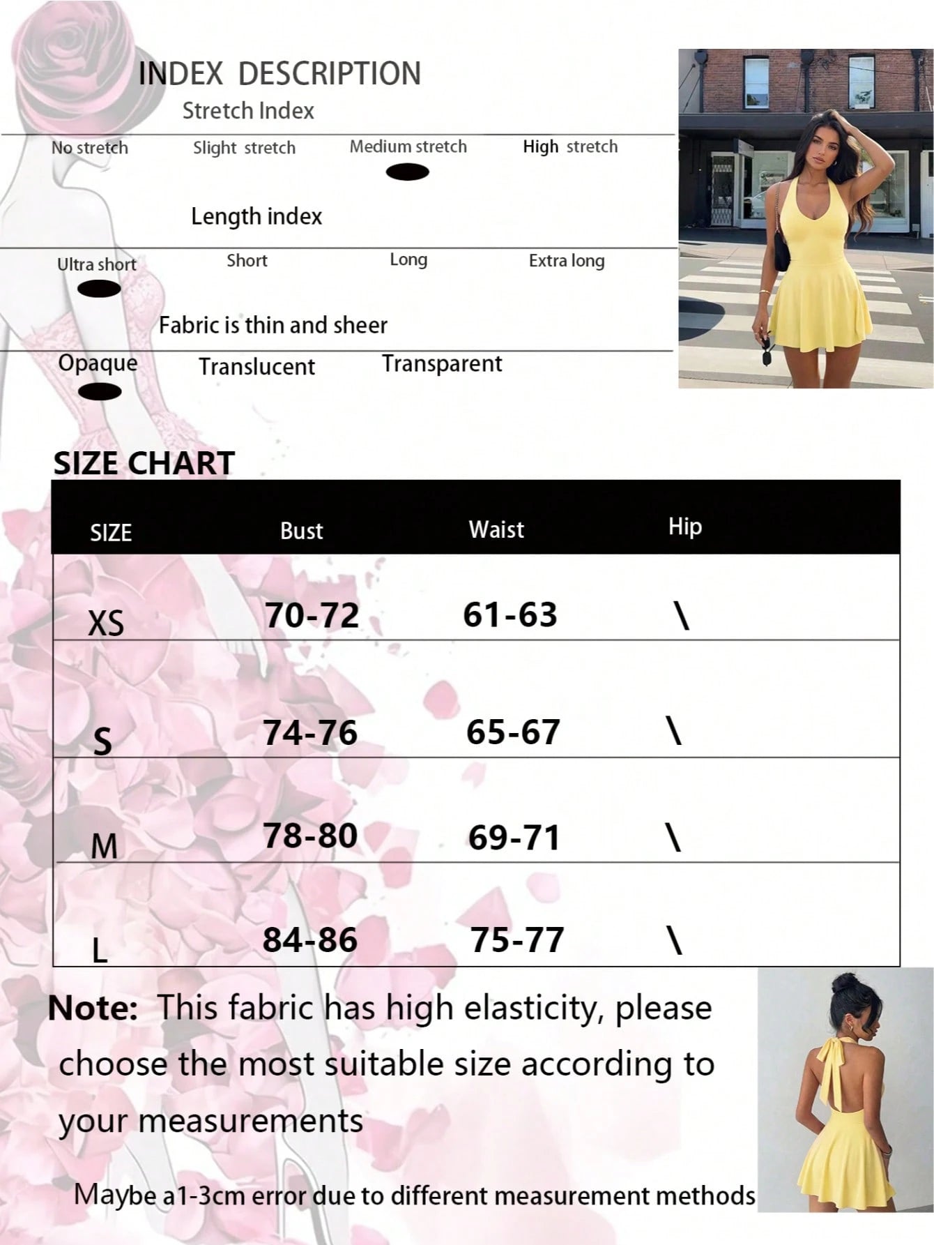 Women's Solid Color Knit V-Neck Halter Sexy Backless Elegant Vacation Fashion Mini Dress With Safety Pants Party Summer Yellow