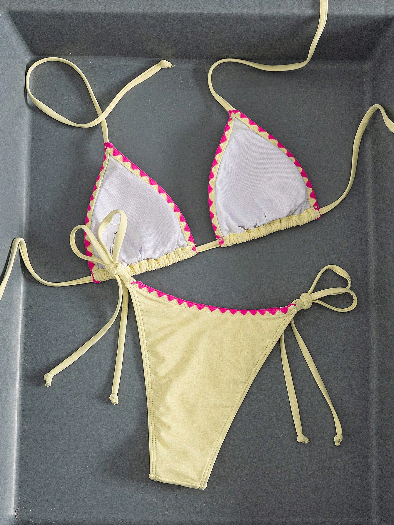 Women's Solid Color Reinforced Stitching Halter Tie Two Pieces Swimwear, Sexy High-End Minimalist Minimalist Sexy Style Summer, Resort Wear Vacation