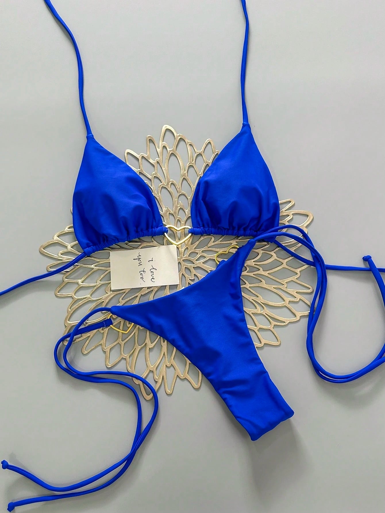 Women's Solid Color Tie-Up Sexy Bikini Swimwear Set, Summer Beach Vacation