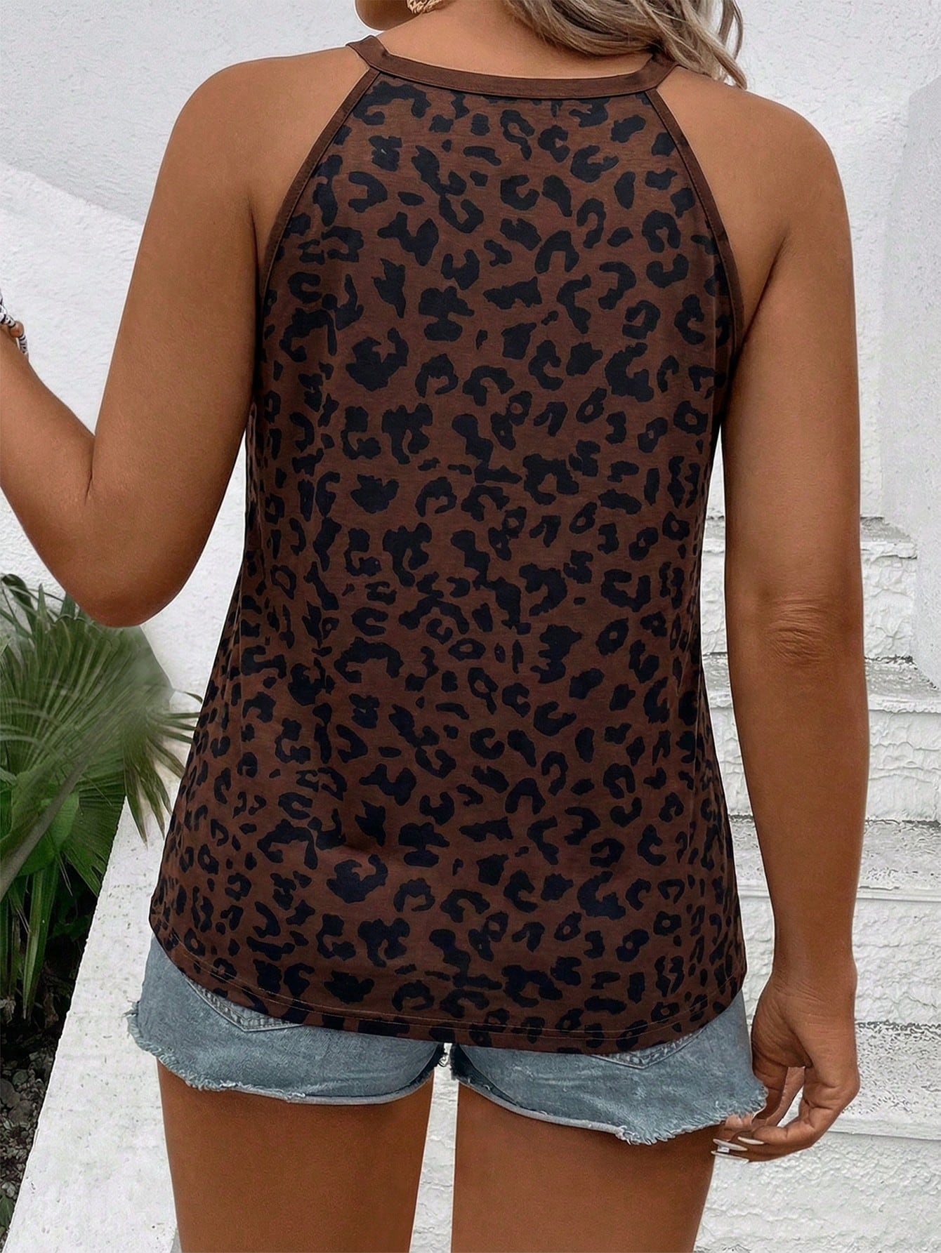 Women's Spring/Summer New Arrival Floral Print Faux Denim Patchwork Trim Casual Plus Size Camisole