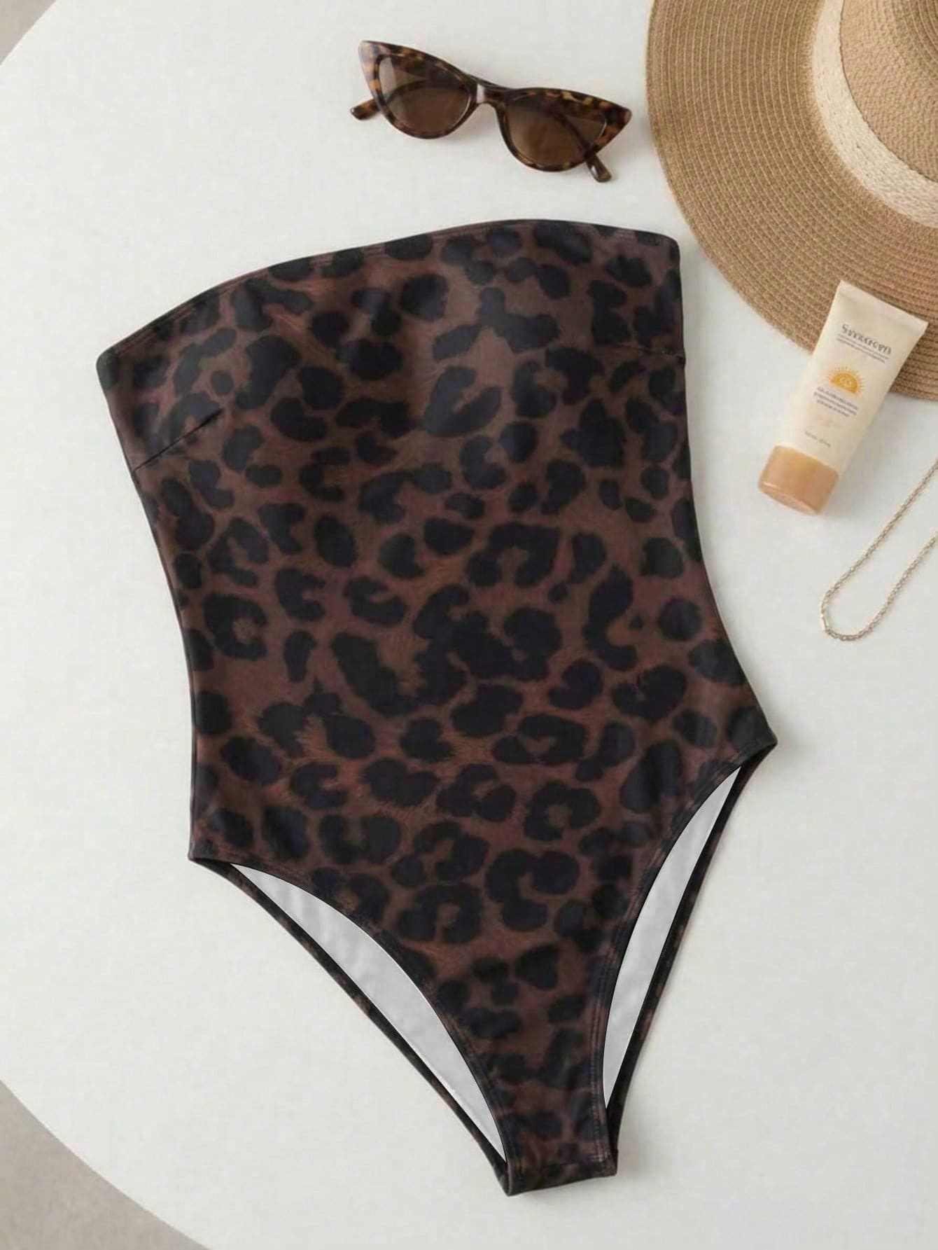 Women's Striped Patchwork Bandeau One-Piece Swimsuit, Suitable For Beach Vacation, Pool Party, Beach Party Summer