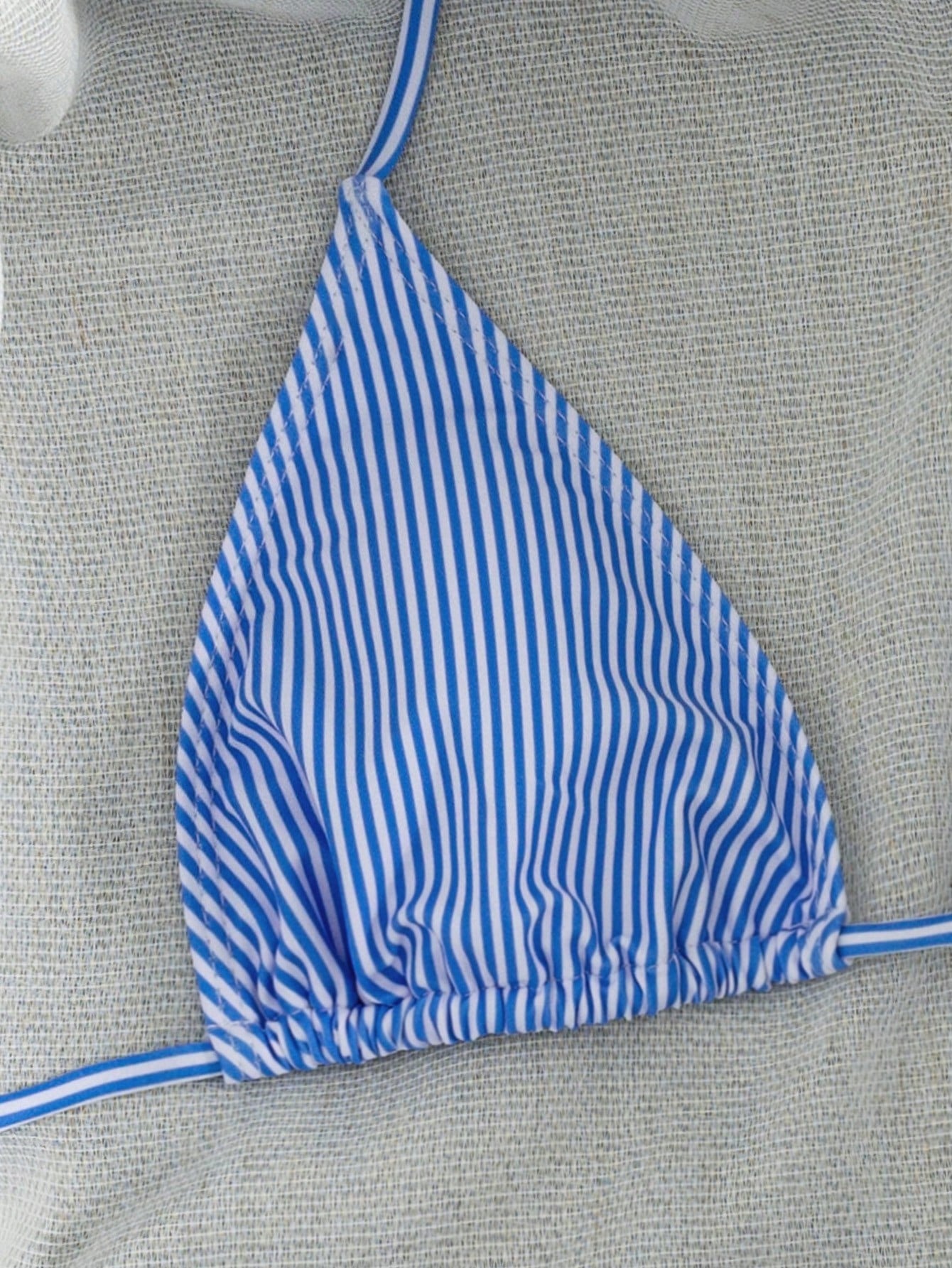 Women's Striped Print Halter Neck Tie Two Pieces Swimwear, Sexy Fashion Minimalist, Suitable For Young Girls, Beach Vacation, Travel And Dating Summer, Holiday Gift