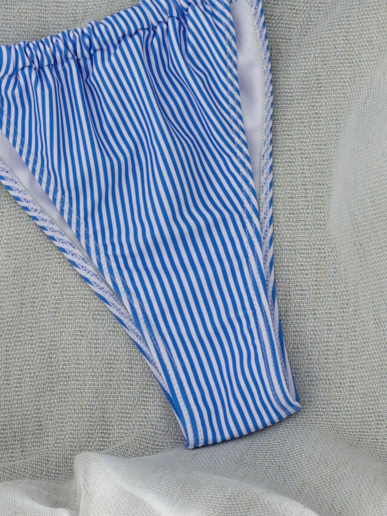 Women's Striped Print Halter Neck Tie Two Pieces Swimwear, Sexy Fashion Minimalist, Suitable For Young Girls, Beach Vacation, Travel And Dating Summer, Holiday Gift
