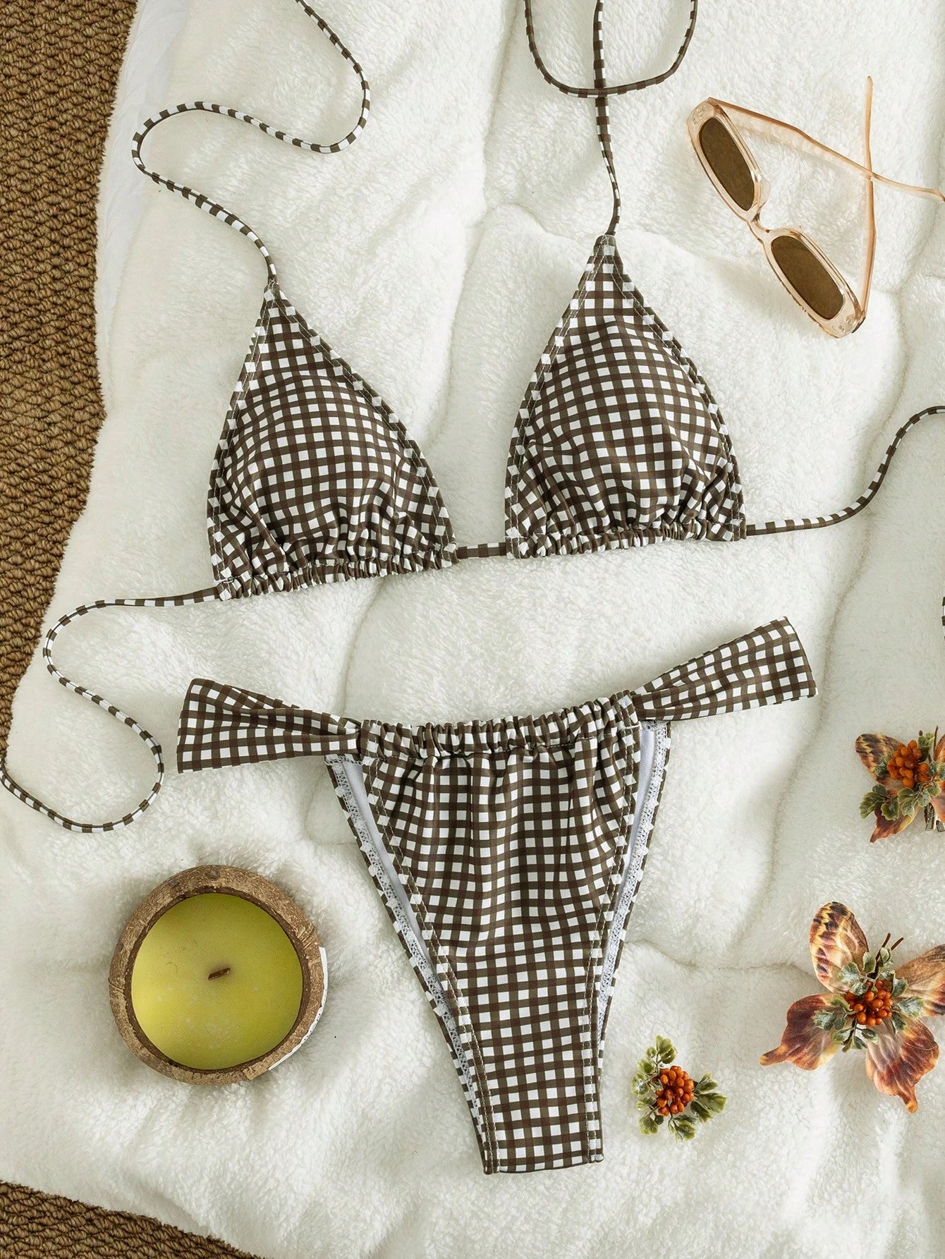 Women's Striped Print Halter Tie 2-Piece Swimwear, Sexy Fashion Minimalist Girly Style, Suitable For Beach Vacation, Travel And Date Summer