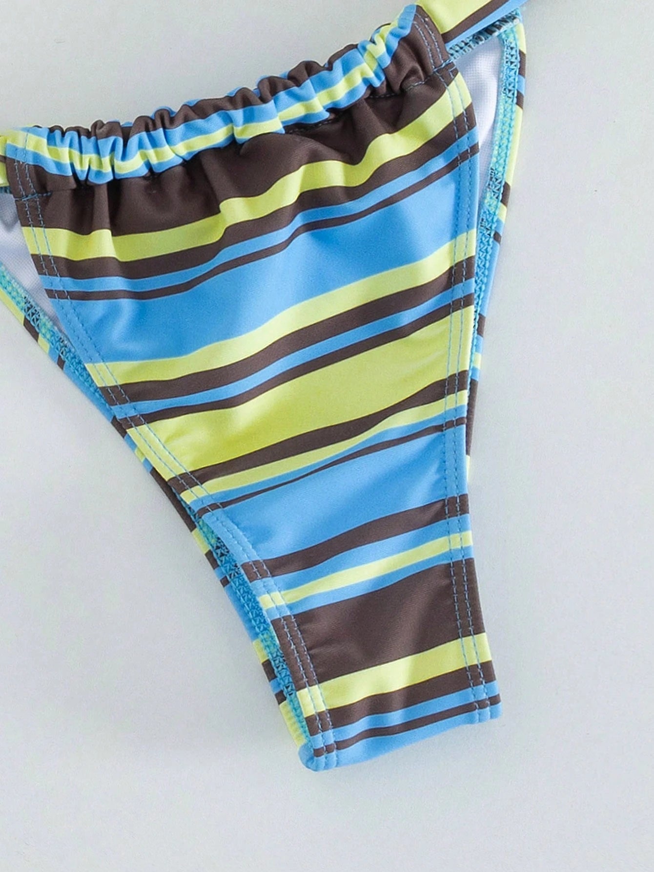 Women's Striped Print Halter Tie Two Pieces Swimwear, Sexy Fashion Minimalist, Suitable For Young Girls, Beach Vacation, Travel And Dating Summer, Vacationcore