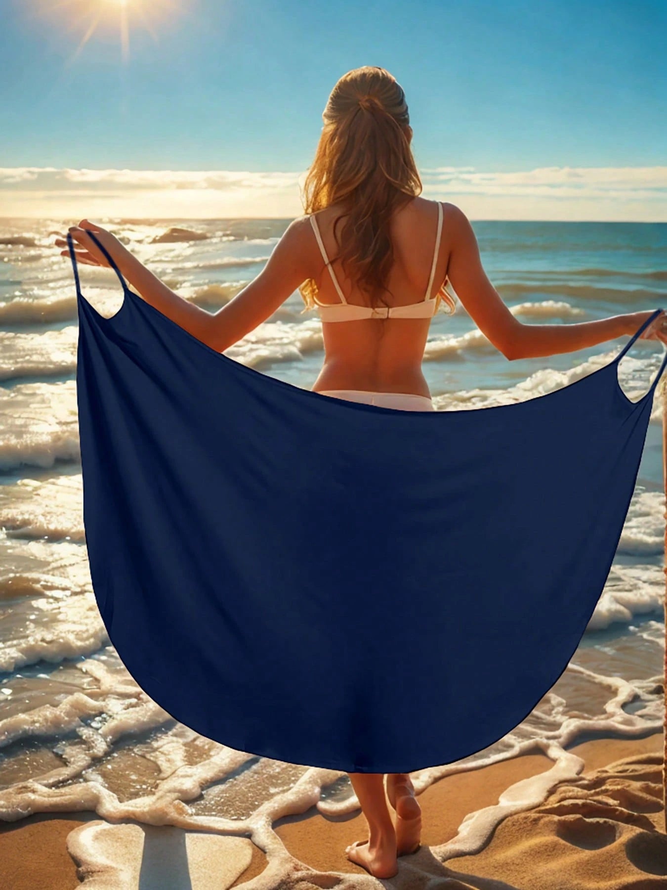 Women's Summer Beach Vacation Casual Sarong Slip Dress, Lightweight Polyester Fabric, Sexy & Thin, New Arrival