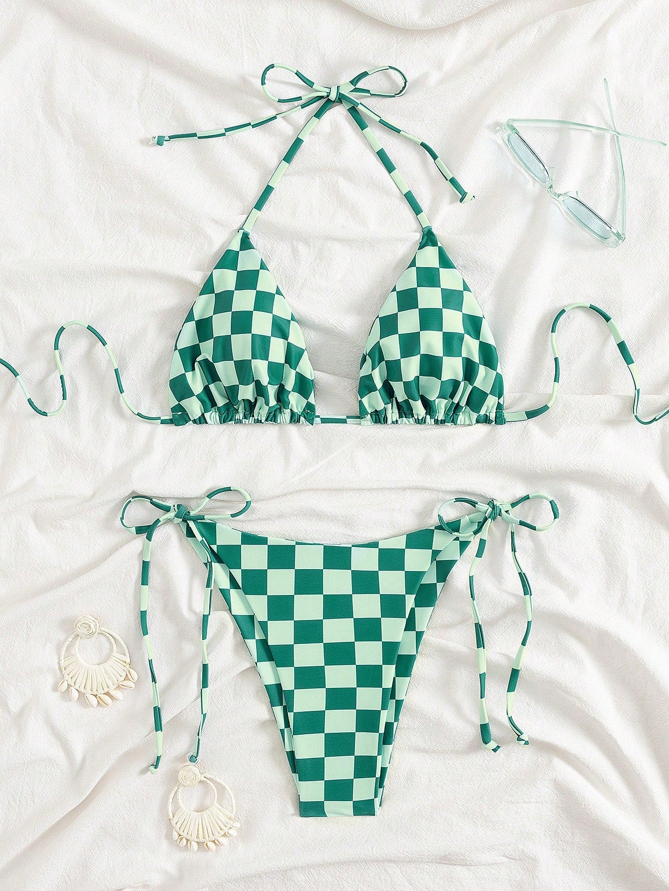 Women's Summer Bikini Set Set, Halter Tie Backless Ladies Swimwear, High Elasticity Casual Holiday Bikini Set, Fashionable And Comfortable Bikini Set Set Suitable For Party, Music Festival, Valentine'