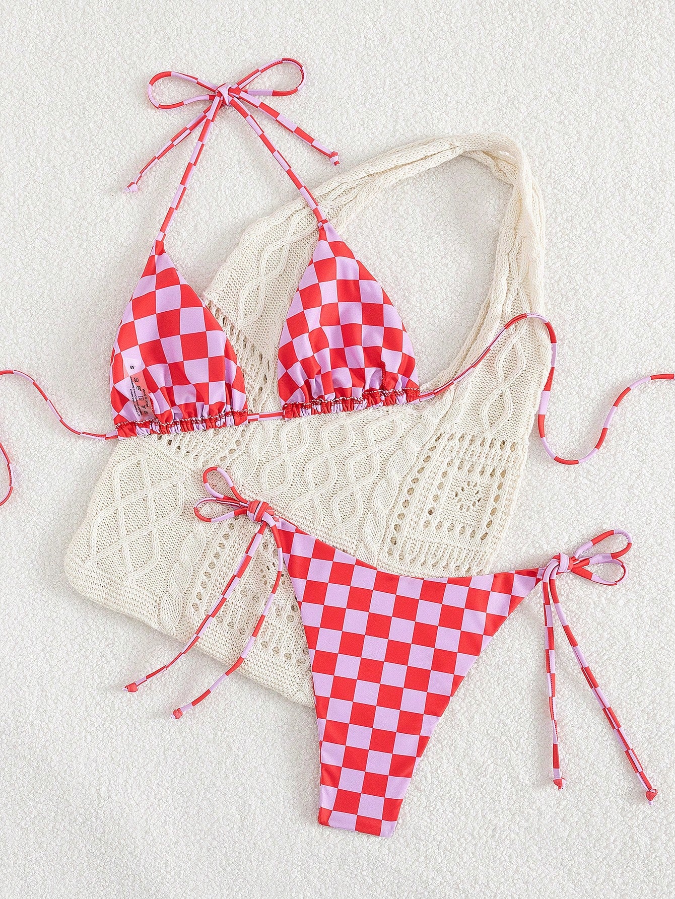 Women's Summer Bikini Set Set, Halter Tie Backless Ladies Swimwear, High Elasticity Casual Holiday Bikini Set, Fashionable And Comfortable Bikini Set Set Suitable For Party, Music Festival, Valentine'