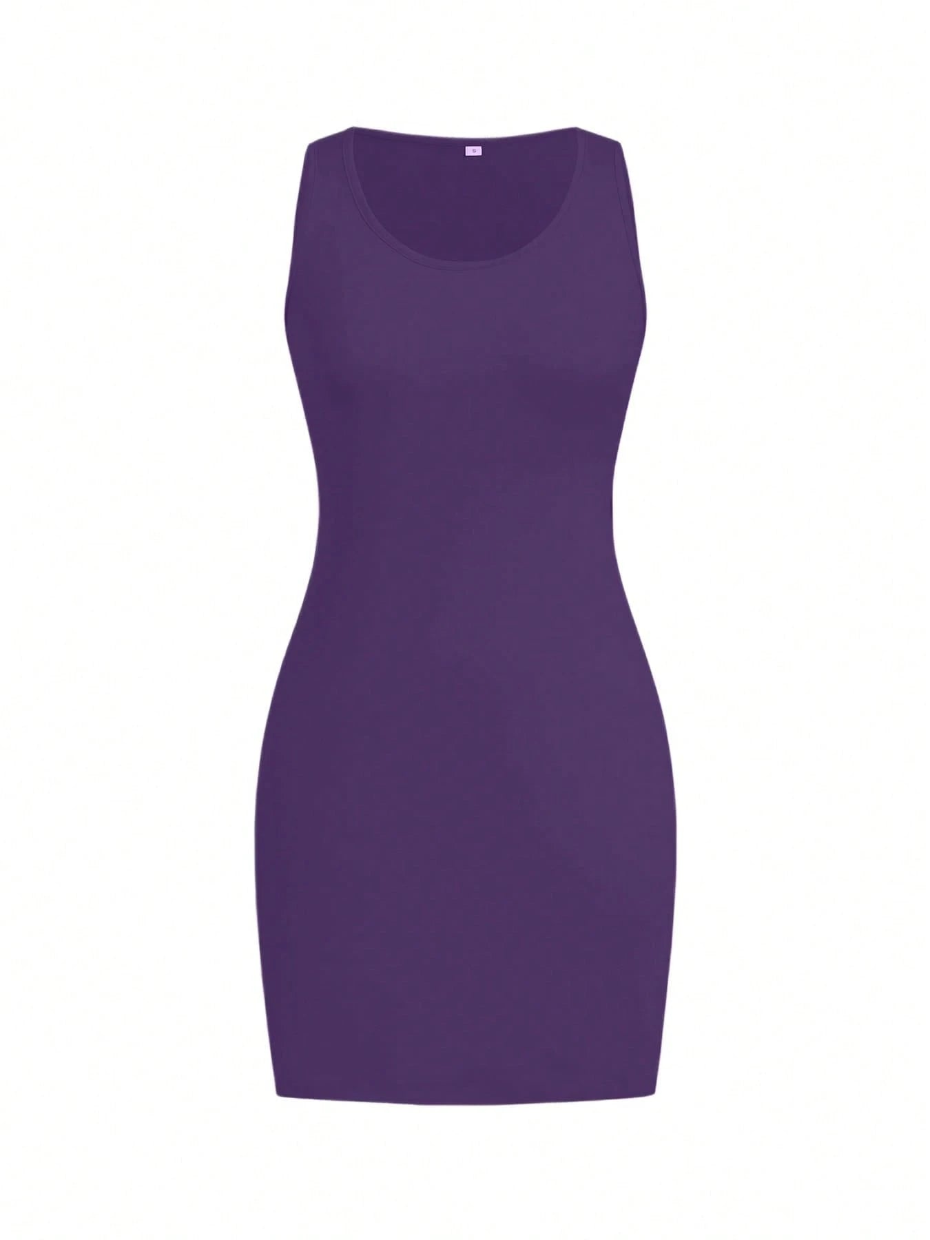 Women's Summer Casual Solid Color Minimalist Fitted Tank Bodycon Dress For Vacation And Beach Party Elegant