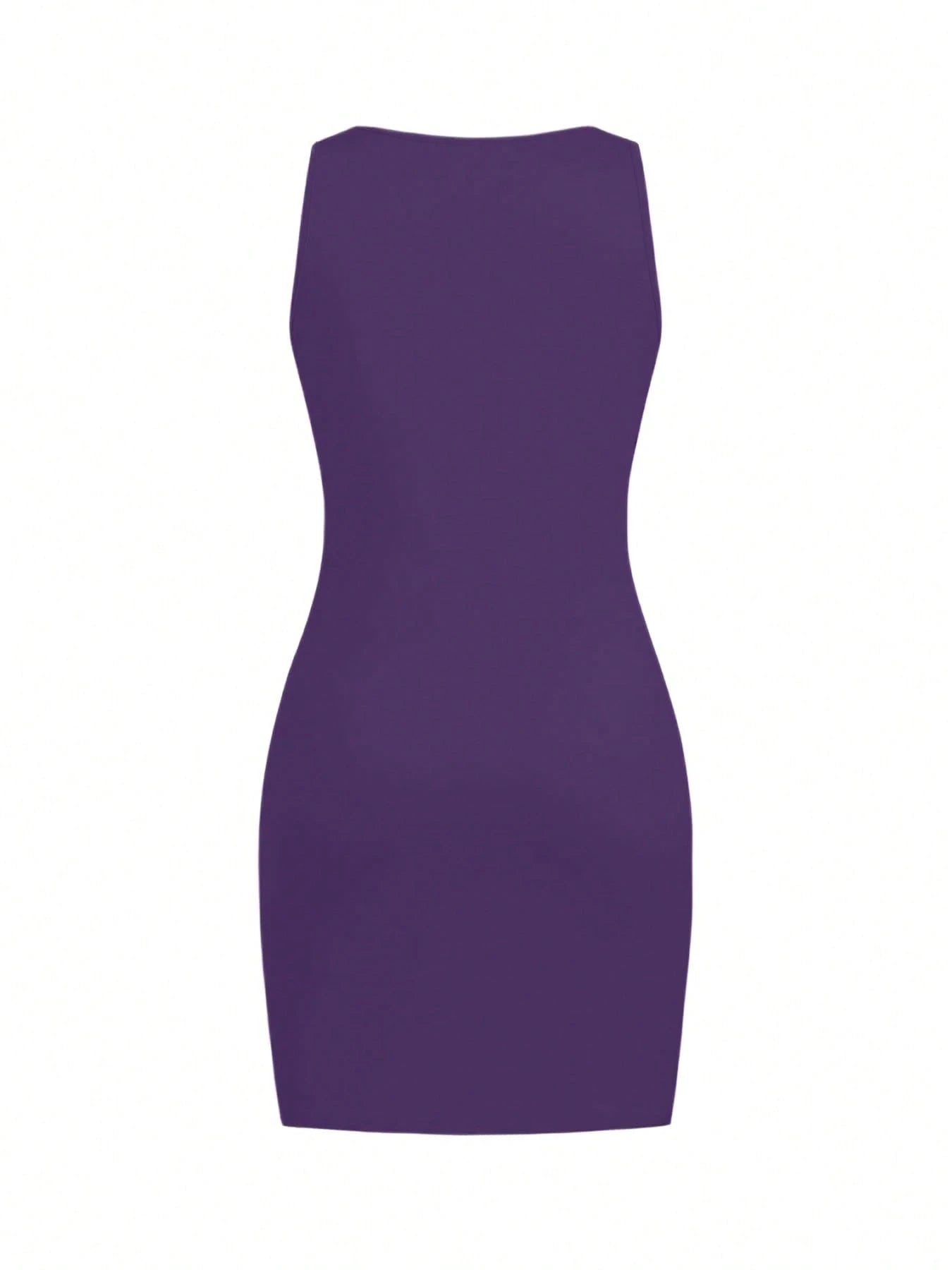 Women's Summer Casual Solid Color Minimalist Fitted Tank Bodycon Dress For Vacation And Beach Party Elegant
