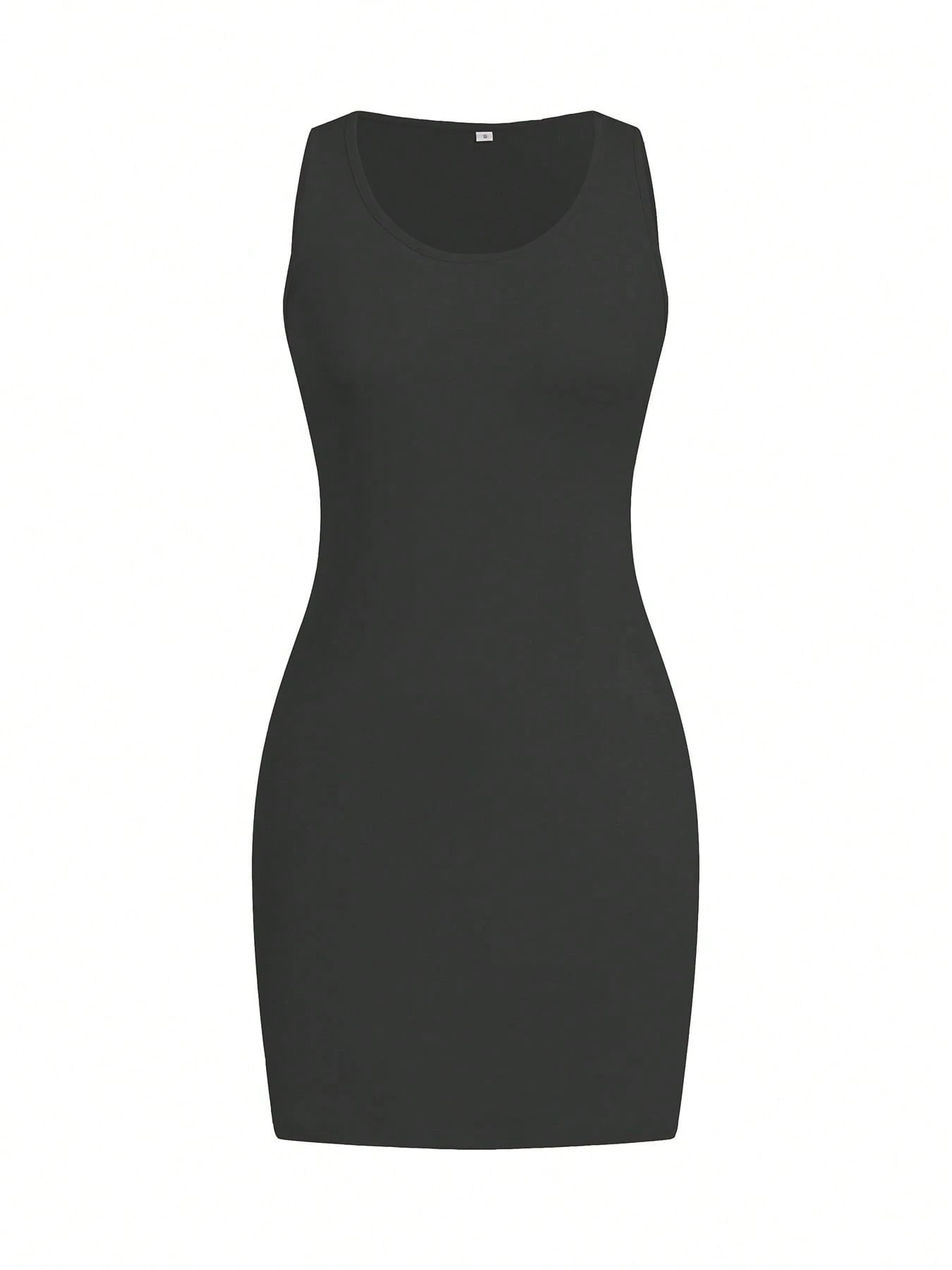 Women's Summer Casual Solid Color Minimalist Fitted Tank Bodycon Dress For Vacation And Beach Party Elegant