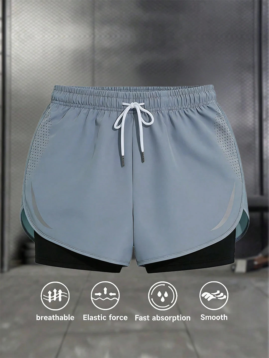 Women's Summer Drawstring Double-Layer Casual Sports Shorts, Suitable For Outdoor Hiking, Cycling, Ball Sports, Running And Indoor Fitness