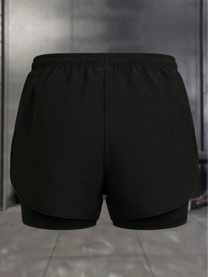 Women's Summer Drawstring Double-Layer Casual Sports Shorts, Suitable For Outdoor Hiking, Cycling, Ball Sports, Running And Indoor Fitness
