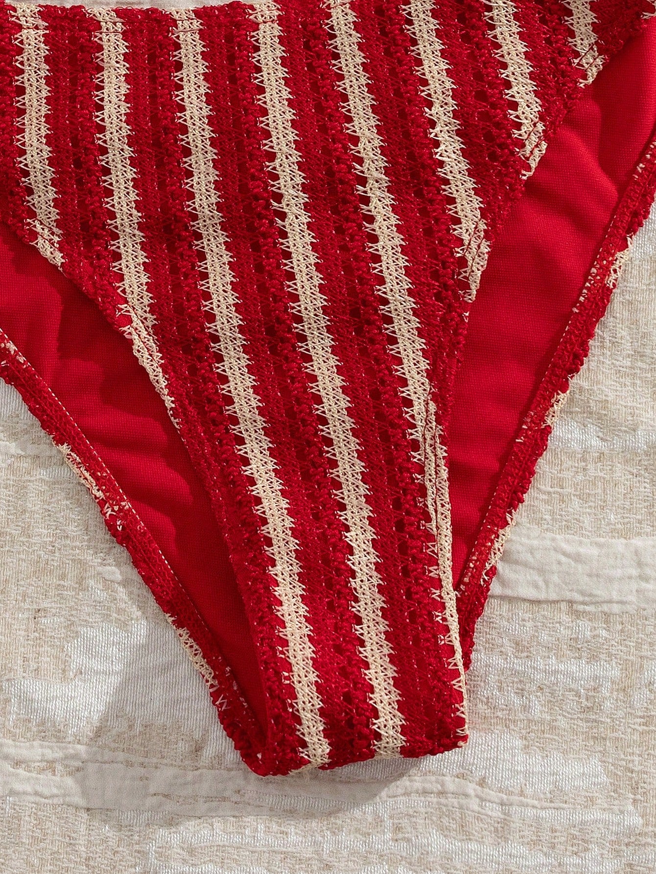 Women's Summer Halter Tie Sexy Textured Mesh Fabric Bikini Swimsuit Set, Halter Tie Backless Women's Swimsuit, Casual Resort Elegant Women's Beach Swimsuit, Made Of High Elastic Fabric Vacation, High