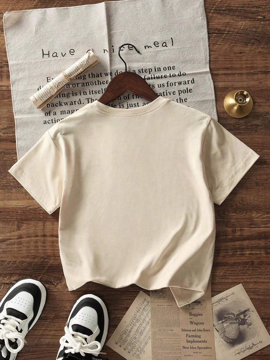 Women's Summer New Simple Slogan Print Casual Vacation Style Loose Fit Round Neck Short Sleeve T-Shirt, Fashionable Everyday Top, Suitable For Daily