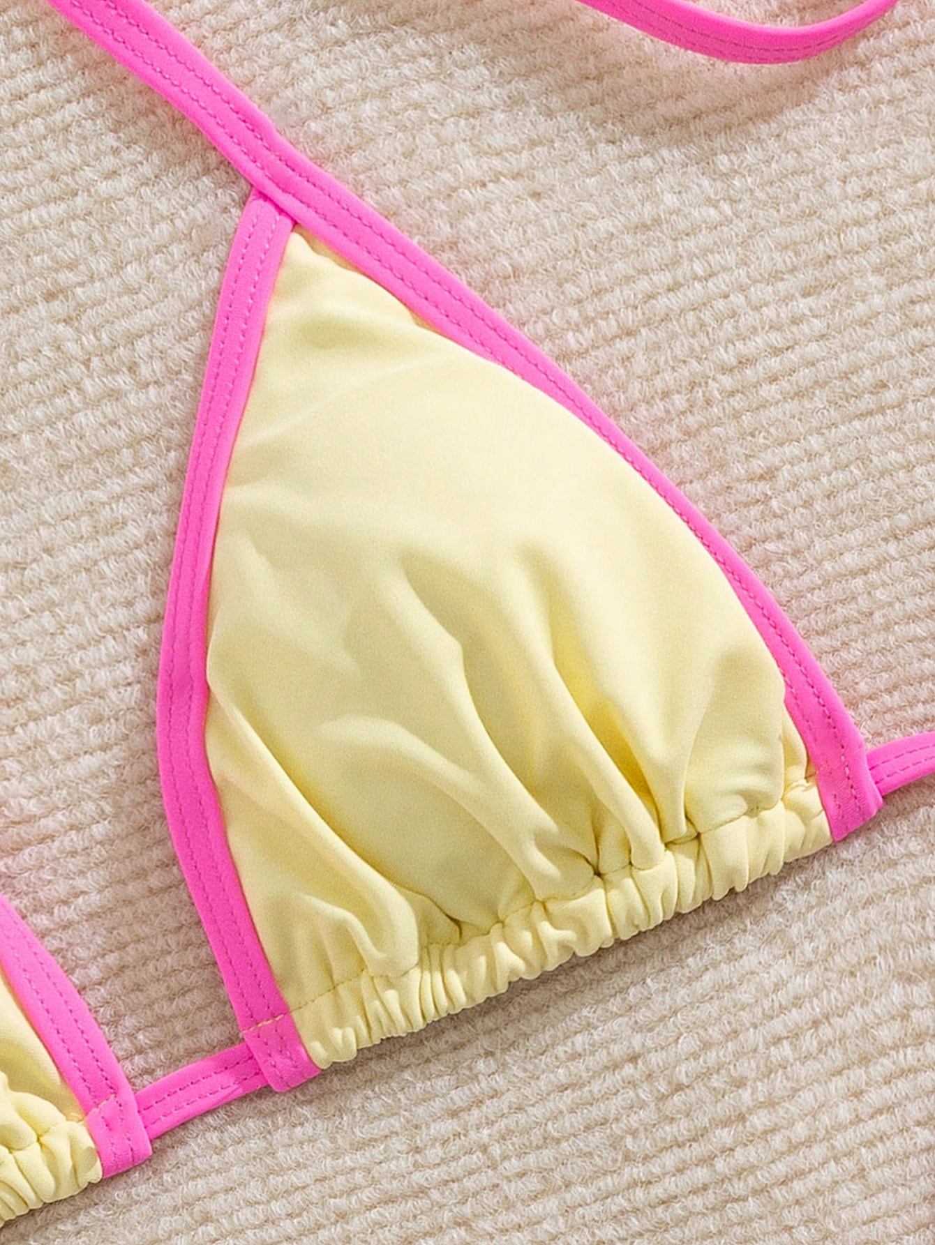 Women's Summer New Solid Color Contrast Bikini Set, Halter Tie Backless Swimwear, High Elastic Fabric, Party/Music Festival Swimwear, Beach Holiday Outfit, Holiday Dress, Women's Festival Dress, Women