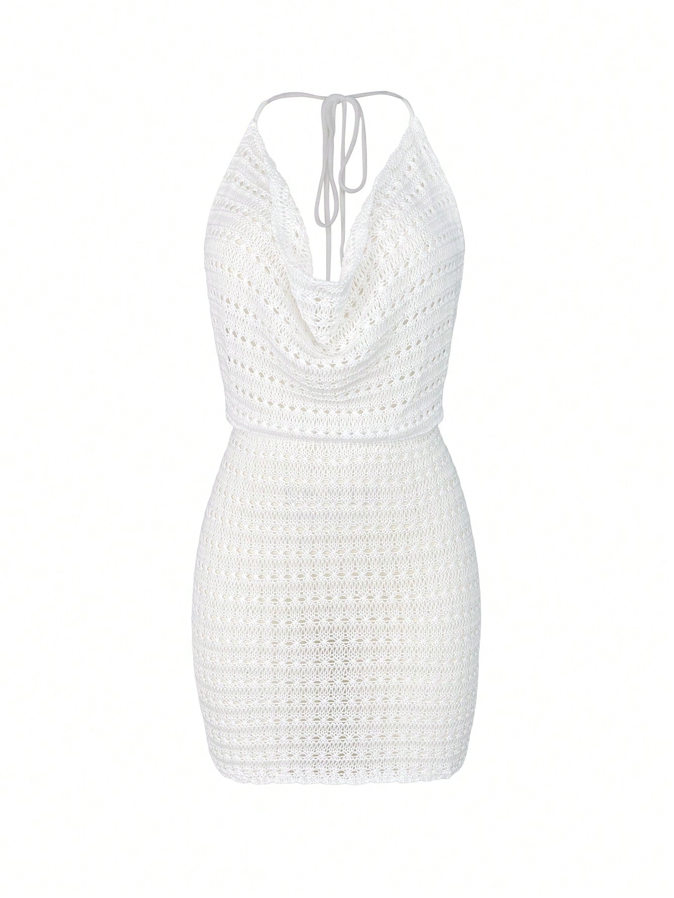 Women's Summer Sheer Hollow-Out Backless Knitted Beach Cover Up Dress, Lightweight & Sexy Vacation White, Resort Wear