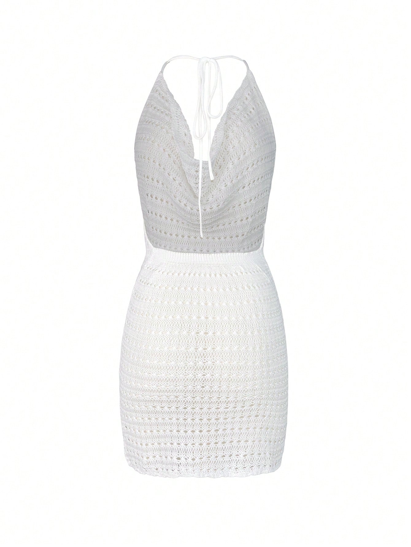 Women's Summer Sheer Hollow-Out Backless Knitted Beach Cover Up Dress, Lightweight & Sexy Vacation White, Resort Wear